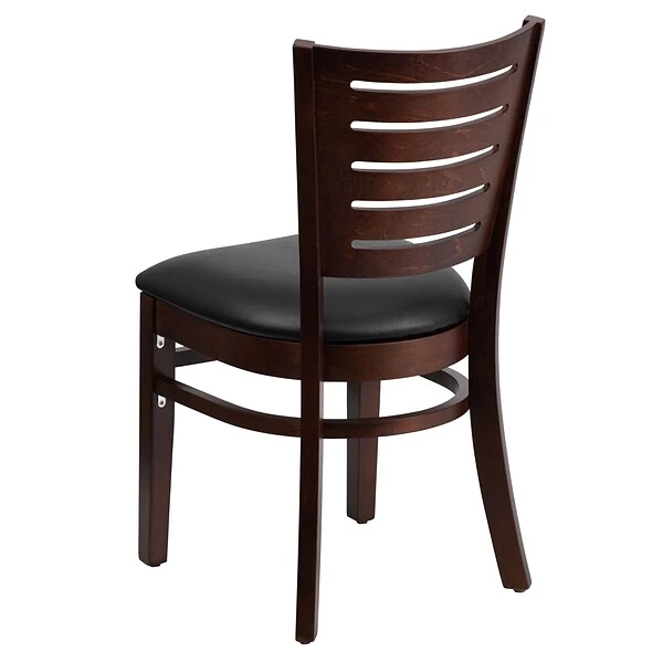 Flash Furniture Darby Series Slat-Back Wood Restaurant Chair, Walnut Finish W/Black Vinyl Seat - Image 5