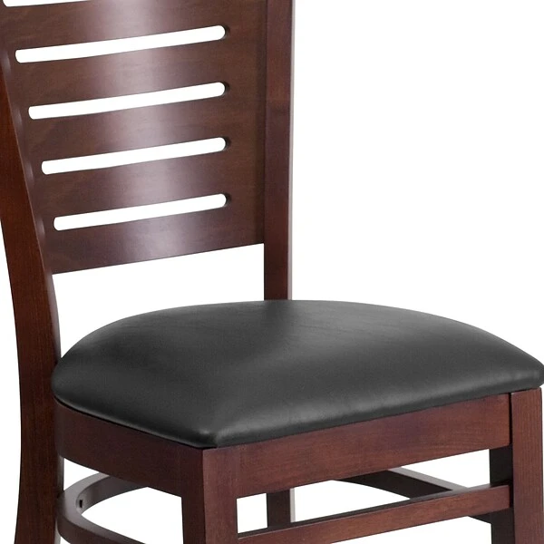 Flash Furniture Darby Series Slat-Back Wood Restaurant Chair, Walnut Finish W/Black Vinyl Seat - Image 6
