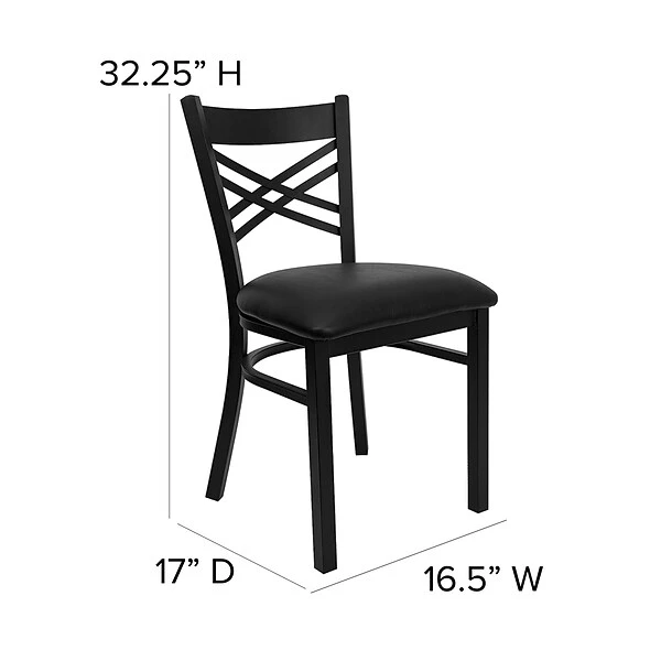 Flash Furniture Hercules Series Black X-Back Metal Restaurant Chair, Black Vinyl Seat XU6FOBXBKBLKV - Image 5