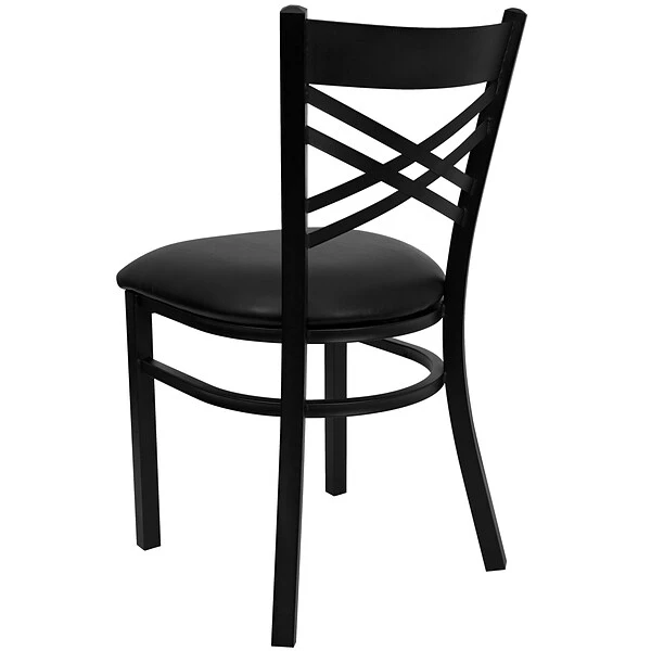 Flash Furniture Hercules Series Black X-Back Metal Restaurant Chair, Black Vinyl Seat XU6FOBXBKBLKV - Image 6