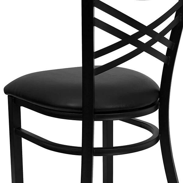 Flash Furniture Hercules Series Black X-Back Metal Restaurant Chair, Black Vinyl Seat XU6FOBXBKBLKV - Image 7