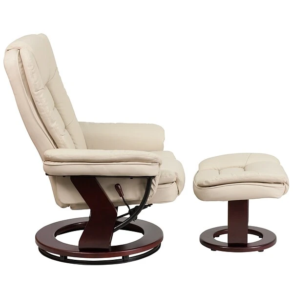 Flash Furniture LeatherSoft Recliner And Ottoman Set Beige (BT7818BGE) - Image 7
