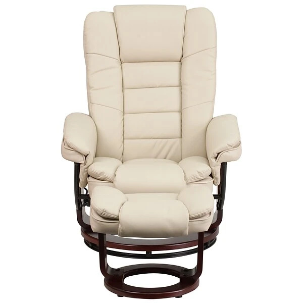 Flash Furniture LeatherSoft Recliner And Ottoman Set Beige (BT7818BGE) - Image 8