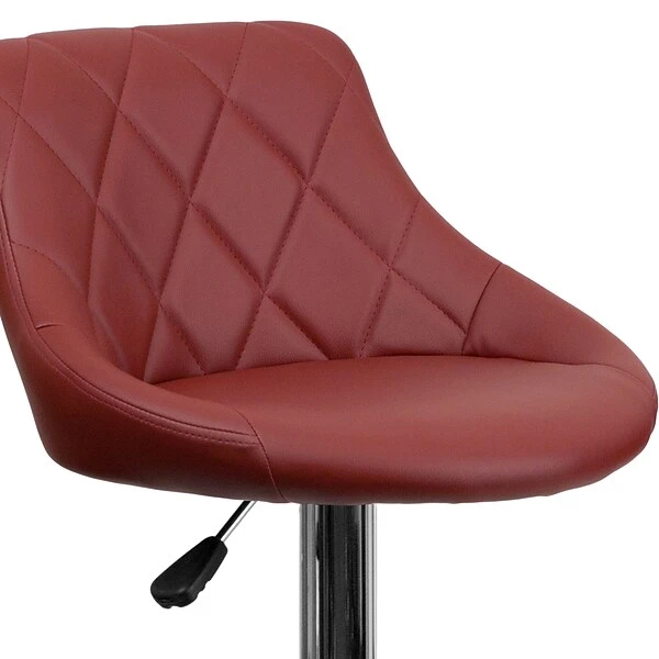 Flash Furniture Contemporary Vinyl Adjustable Height Barstool With Back, Burgundy (CH82028ABURG) - Image 7