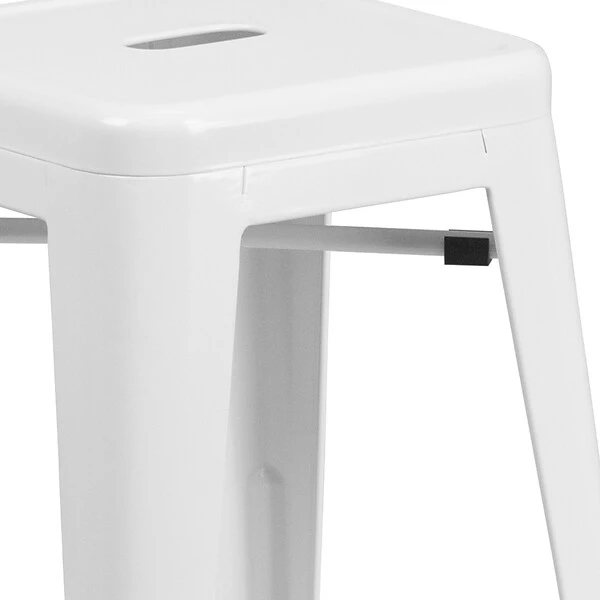 Flash Furniture Industrial Metal Restaurant Counter Height Stool, White (CH3132024WH) - Image 7