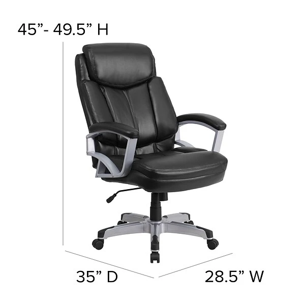 Flash Furniture HERCULES Series Ergonomic LeatherSoft Swivel Big & Tall Executive Office Chair, Black (GO18501LEA) - Image 6