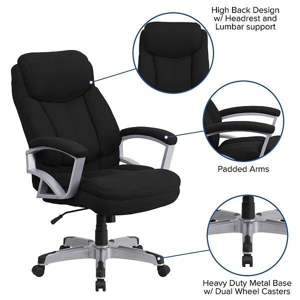 Flash Furniture HERCULES Series Ergonomic Fabric Swivel Big & Tall Executive Office Chair, Black (GO18501FAB) - Image 5