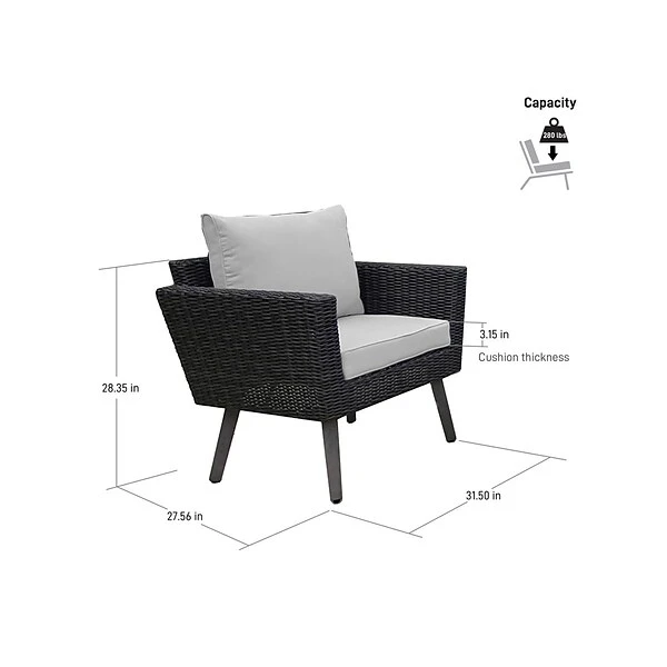 DUKAP KOTKA Armchair With Cushion, Dark Gray/Light Gray, 2/Set (O-DK-P01-A)
