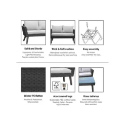 DUKAP KOTKA 2-Piece Sofa And Table Seating Set With Cushions, Dark Gray/Light Gray (O-DK-P01-B)