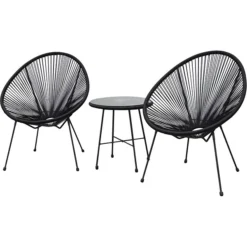 DUKAP SASSIO 3-Piece Seating Set Without Cushions, Black (O-DK-6967-BLK)