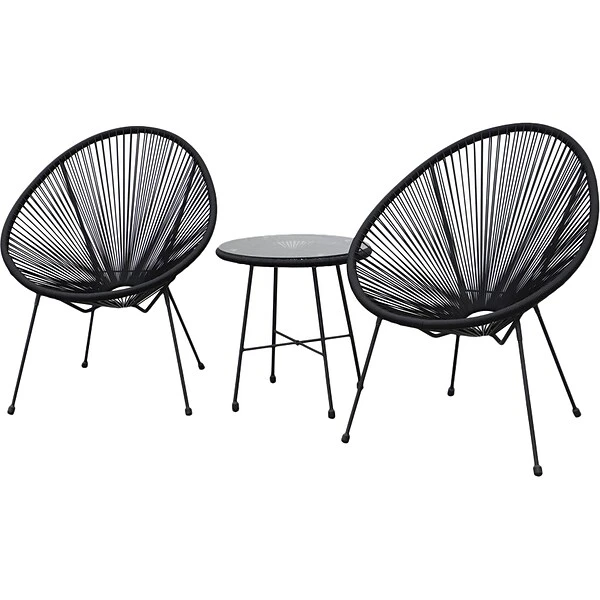 DUKAP SASSIO 3-Piece Seating Set Without Cushions, Black (O-DK-6967-BLK)