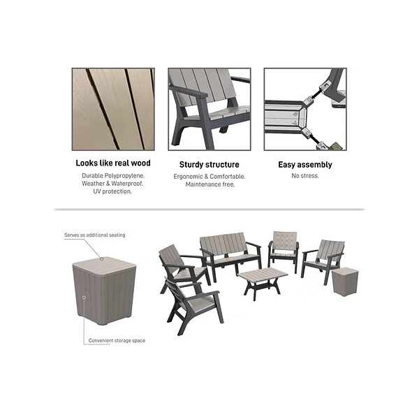 DUKAP ENZO 7-Piece Sofa Seating Set Without Cushions, Gray/Black (O-DK-018019BBG) - Image 5