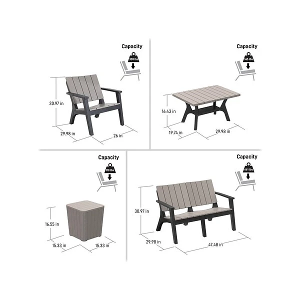 DUKAP ENZO 7-Piece Sofa Seating Set Without Cushions, Gray/Black (O-DK-018019BBG) - Image 6