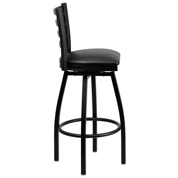 Flash Furniture Traditional Vinyl Restaurant Swivel Barstool With Back, Black (XU6F8BLDSWVBKV) - Image 8