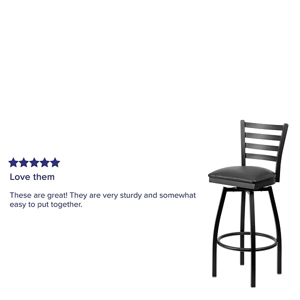 Flash Furniture Traditional Vinyl Restaurant Swivel Barstool With Back, Black, 2-Pieces (2XU6F8BLDSWVBKV) - Image 4