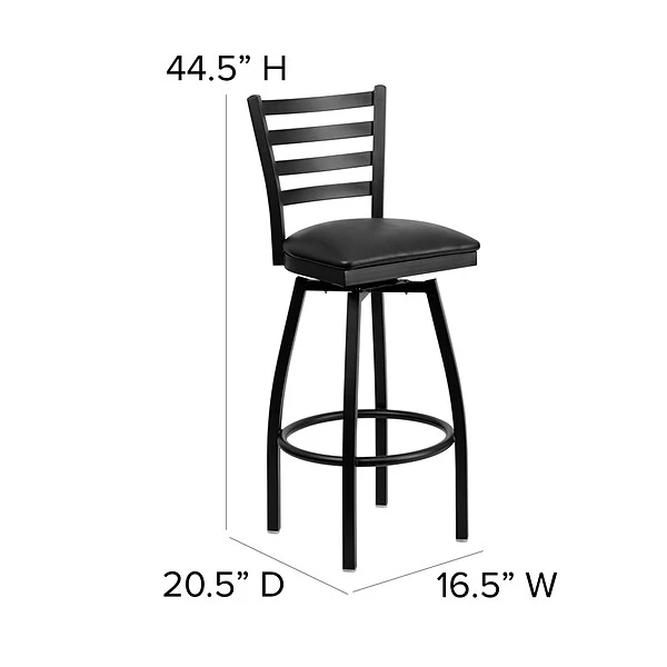 Flash Furniture Traditional Vinyl Restaurant Swivel Barstool With Back, Black, 2-Pieces (2XU6F8BLDSWVBKV) - Image 5
