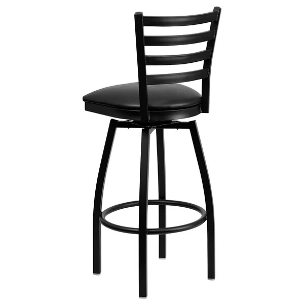 Flash Furniture Traditional Vinyl Restaurant Swivel Barstool With Back, Black, 2-Pieces (2XU6F8BLDSWVBKV) - Image 6