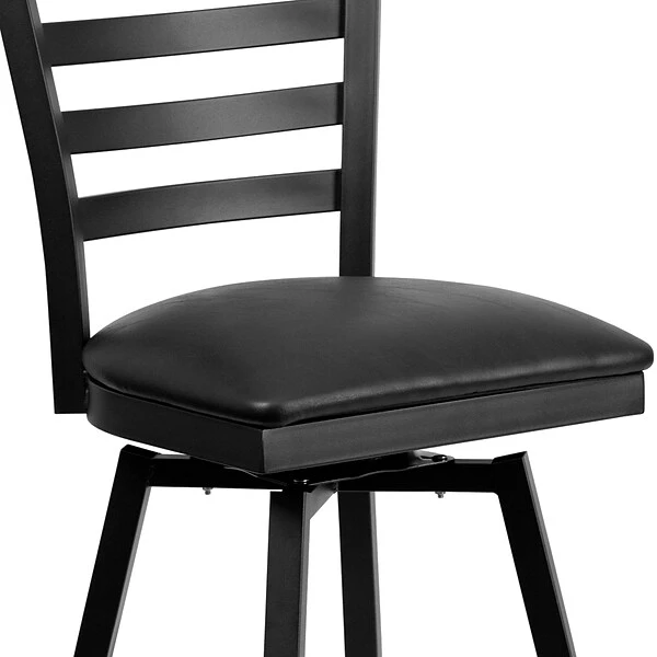 Flash Furniture Traditional Vinyl Restaurant Swivel Barstool With Back, Black, 2-Pieces (2XU6F8BLDSWVBKV) - Image 7