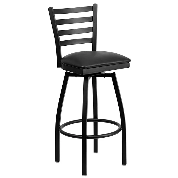 Flash Furniture Traditional Vinyl Restaurant Swivel Barstool With Back, Black, 2-Pieces (2XU6F8BLDSWVBKV) - Image 8