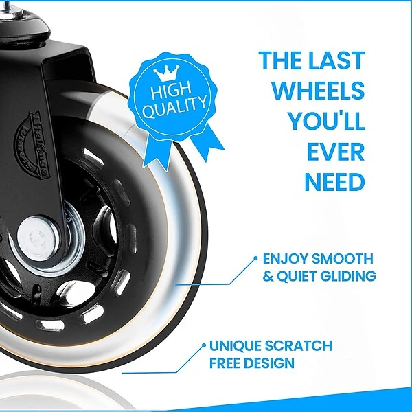 Lifelong Office Chair Casters Replacement Chair Wheels, Rollerblade Style, 5/Set (BL2376) - Image 5