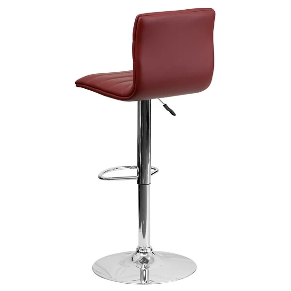Flash Furniture 16" X 19" Vinyl Adjustable Height Bar Stool W/Chrome Base, Burgundy - Image 7