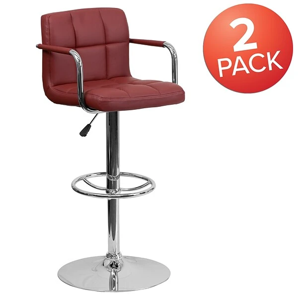 Flash Furniture 20" X 18" Vinyl Adjustable Height Bar Stool, Burgundy - Image 2