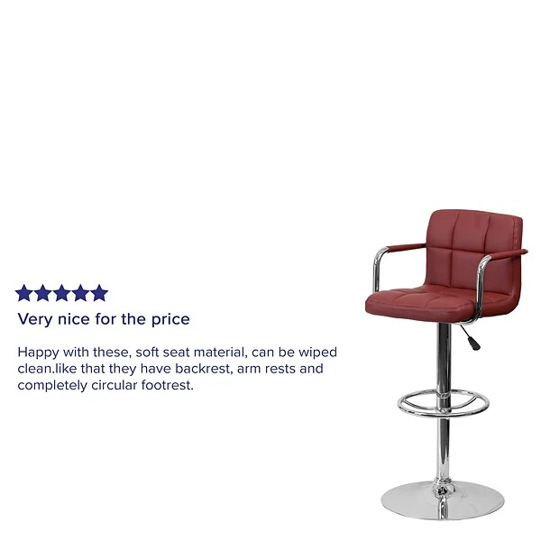 Flash Furniture 20" X 18" Vinyl Adjustable Height Bar Stool, Burgundy - Image 4
