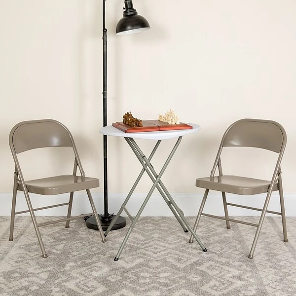 Flash Furniture HERCULES Series Metal Folding Chair, Gray, 2/Pack (2BDF002GY)