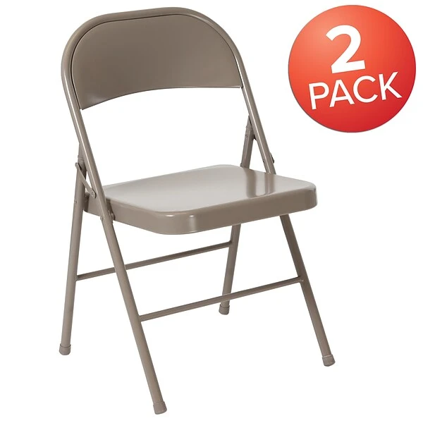 Flash Furniture HERCULES Series Metal Folding Chair, Gray, 2/Pack (2BDF002GY) - Image 2