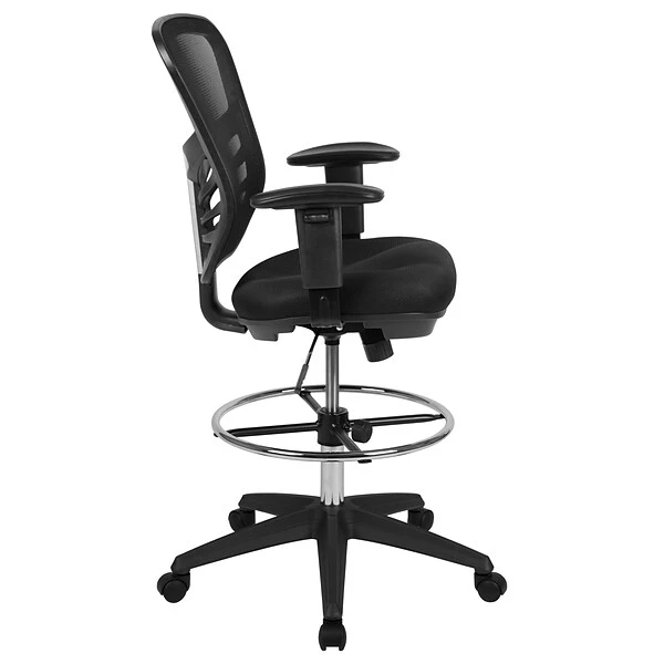 Flash Furniture Nylon Drafting Chair With Lumbar Support, Black (HL-0001-1CBLACK-GG) - Image 8