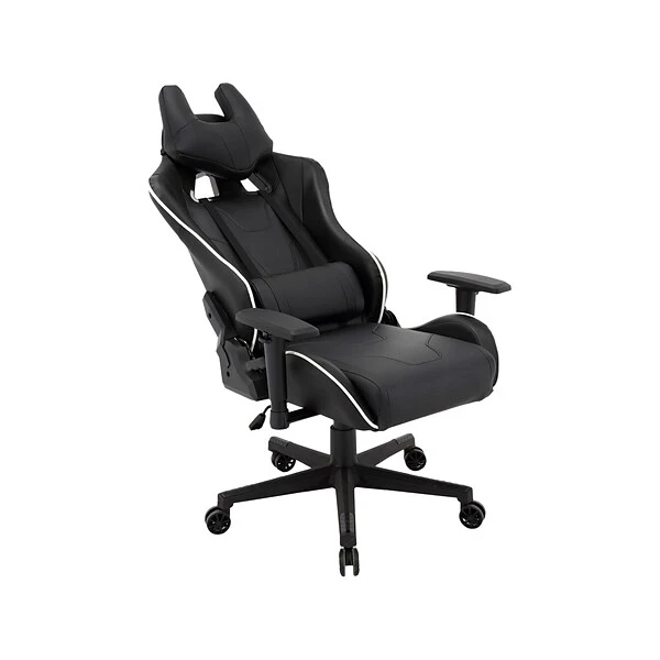 Hanover Commando Fabric Ergonomic Racing Gaming Chair, Black/White (HGC0106)