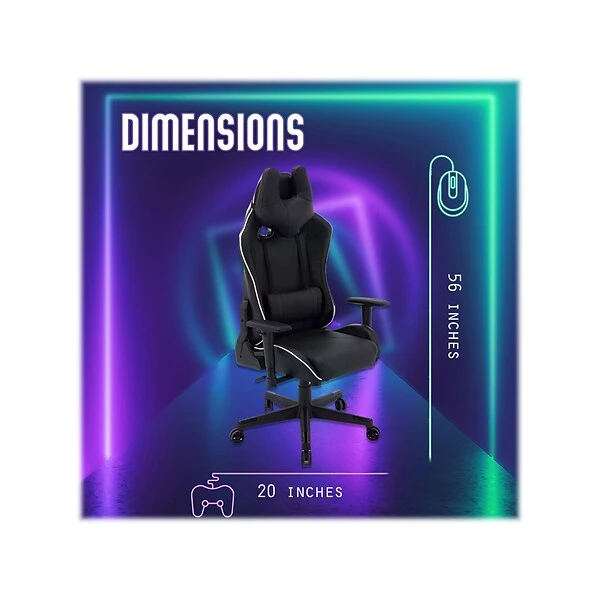 Hanover Commando Fabric Ergonomic Racing Gaming Chair, Black/White (HGC0106) - Image 5