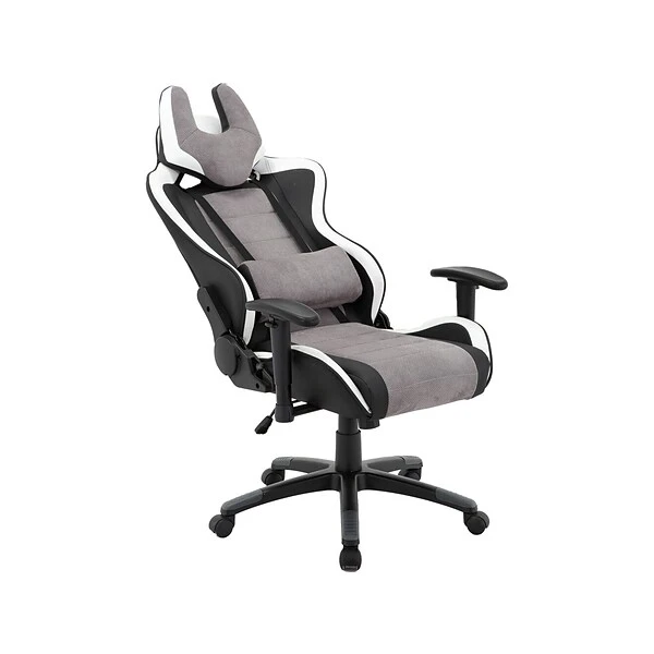 Hanover Commando Fabric Ergonomic Racing Gaming Chair, Black/Gray/White (HGC0107)