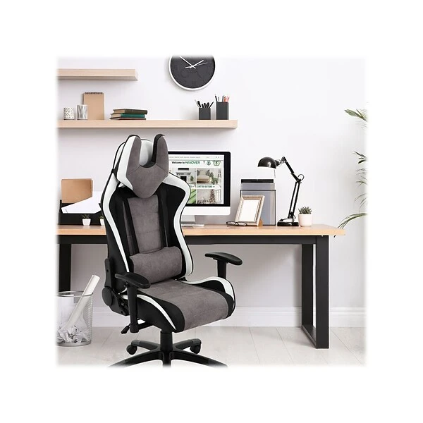 Hanover Commando Fabric Ergonomic Racing Gaming Chair, Black/Gray/White (HGC0107) - Image 3