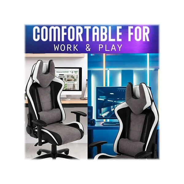 Hanover Commando Fabric Ergonomic Racing Gaming Chair, Black/Gray/White (HGC0107) - Image 5