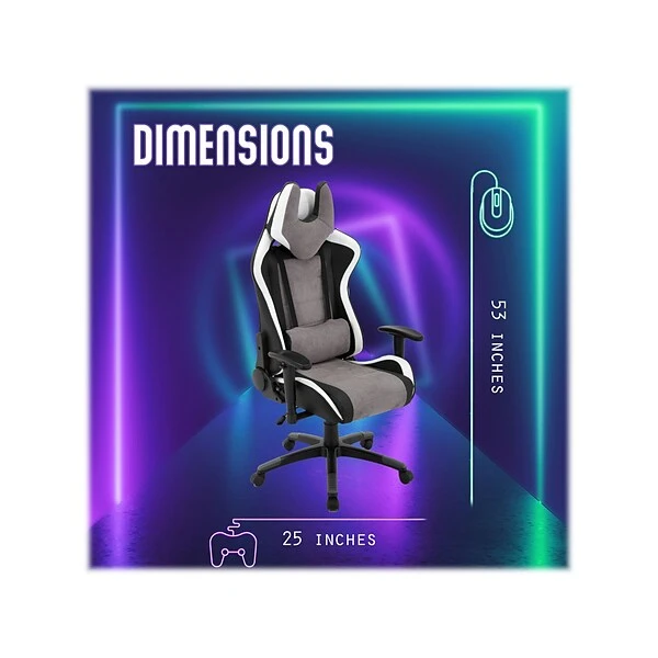 Hanover Commando Fabric Ergonomic Racing Gaming Chair, Black/Gray/White (HGC0107) - Image 6