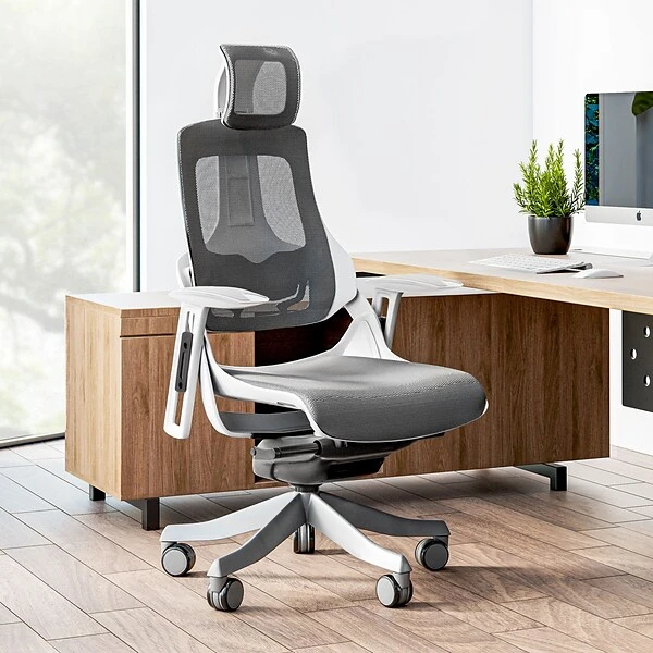 Techni Mobili Lux Ergonomic Mesh Swivel Executive Chair, Gray/Black (RTA-1818C-GRY) - Image 5