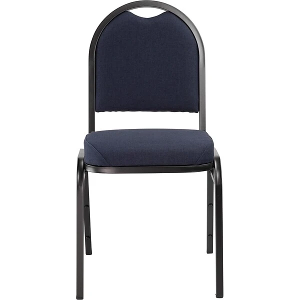 NPS 9200 Series Dome-Back Fabric Padded Stack Chair, Midnight Blue/Black Sandtex, 4 Pack (9254-BT/4) - Image 2