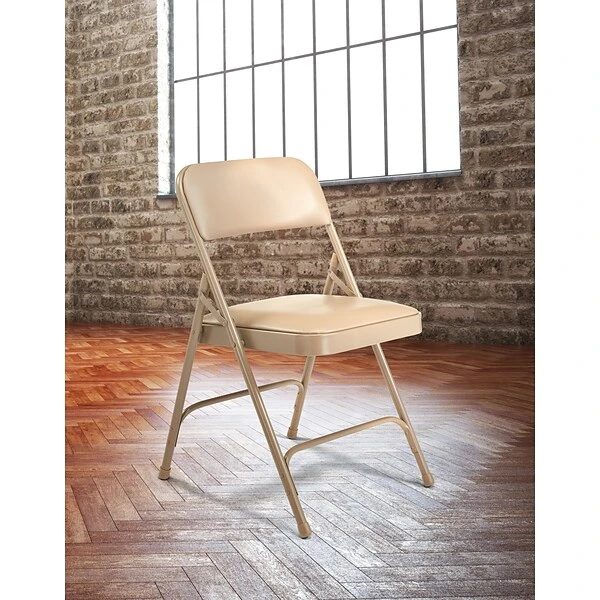 NPS 1200 Series Vinyl Padded Premium Folding Chairs, French Beige/Beige, 4 Pack (1201/4) - Image 3