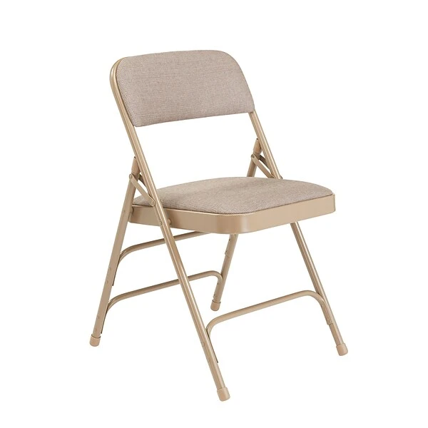 NPS 2300 Series Fabric Padded Triple Brace Double Hinge Premium Folding Chairs, Cafe Beige/Beige, 4 Pack (2301/4) - Image 7