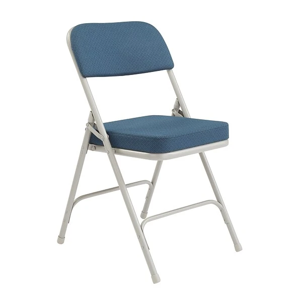 NPS 3200 Series Premium 2" Fabric Padded Folding Chairs, Regal Blue/Gray, 2 Pack (3215/2)