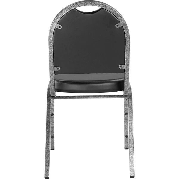 NPS 9200 Series Dome-Back Vinyl Padded Stack Chair, Panther Black/Silvervein, 4 Pack (9210-SV/4) - Image 5