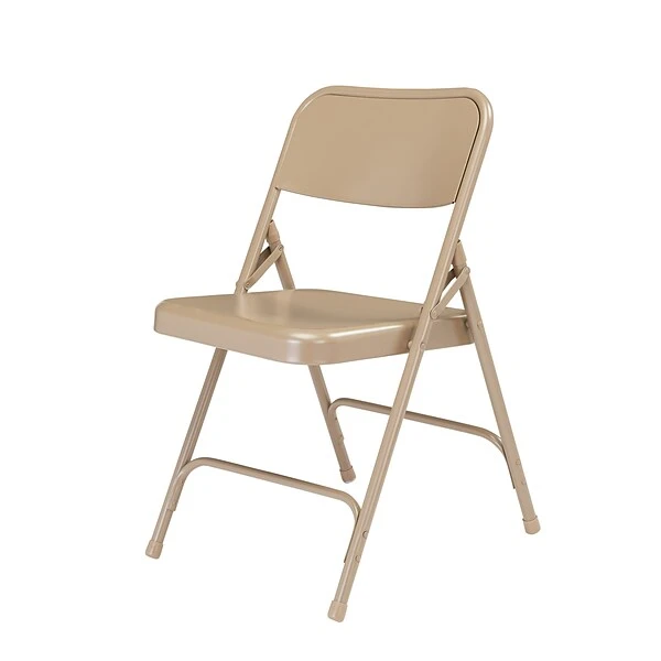 NPS 200 Series All-Steel Armless Premium Folding Chair, Beige, 4 Pack (201/4) - Image 2