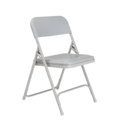 National Public Seating 800 Series Premium Lightweight Steel Frame Plastic Folding Chairs, Gray, 4 Pack (802/4)
