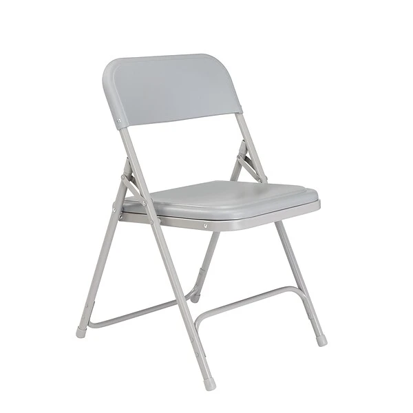 National Public Seating 800 Series Premium Lightweight Steel Frame Plastic Folding Chairs, Gray, 4 Pack (802/4)