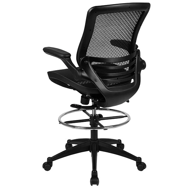 Flash Furniture Mesh Mid-Back Drafting Stool With Lumbar Support, Black (BLLB8801XDBLK) - Image 6