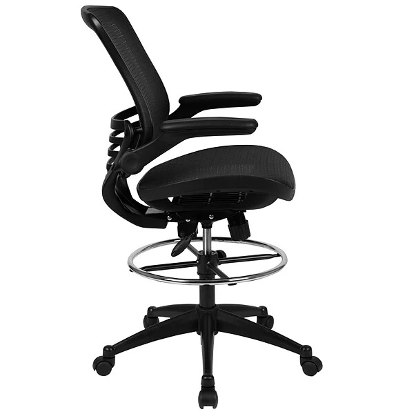 Flash Furniture Mesh Mid-Back Drafting Stool With Lumbar Support, Black (BLLB8801XDBLK) - Image 8