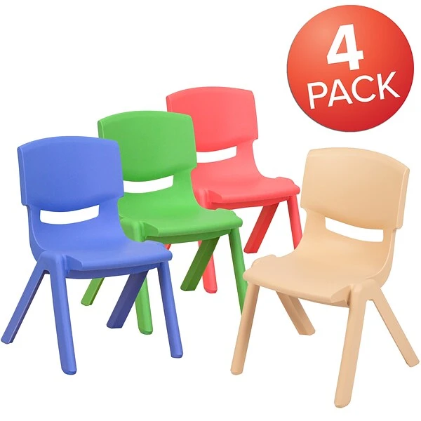 Flash Furniture Plastic School Chair With 10.5" Seat Height, Assorted Colors, 4-Pieces(4YUYCX4003MULTI) - Image 2