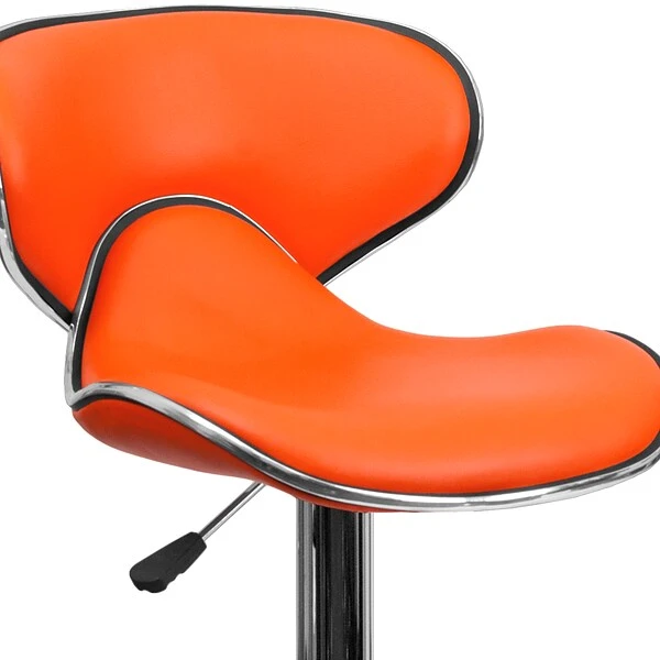 Flash Furniture Contemporary Vinyl Adjustable Height Barstool With Back, Orange (DS815ORG) - Image 7