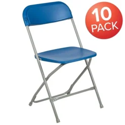 Flash Furniture HERCULES Premium Catering Events/Game Night/School/Wedding/Barbecue Stacking & Folding Chair, Blue/Gray